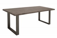 Table à manger 180cm coloris gris en bois massif et fer
