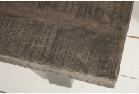 Table à manger 180cm coloris gris en bois massif et fer