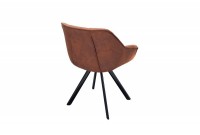 Chaise design coloris marron antique en microfibre avec piétement en métal