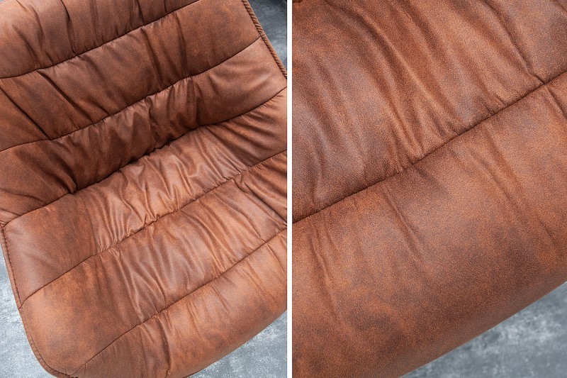 Chaise design coloris marron antique en microfibre avec piétement en métal