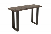 Table à manger 115cm coloris gris en bois massif et fer
