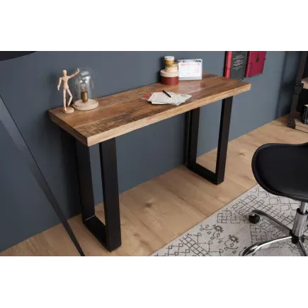 Table à manger 115cm en bois massif et fer