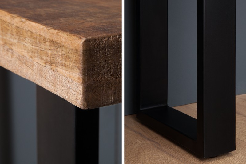 Table à manger 115cm en bois massif et fer