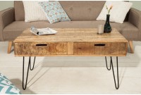 TABLE BASSE AVEC RANGEMENT EN BOIS MANGUIER ET FER NOIR 100 cm