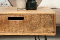 TABLE BASSE AVEC RANGEMENT EN BOIS MANGUIER ET FER NOIR 100 cm