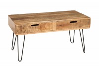 TABLE BASSE AVEC RANGEMENT EN BOIS MANGUIER ET FER NOIR 100 cm