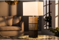 Lampe de table naturel en bois massif et tissu 60cm