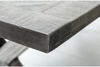 Table à manger 200cm design industriel en bois de manguier gris