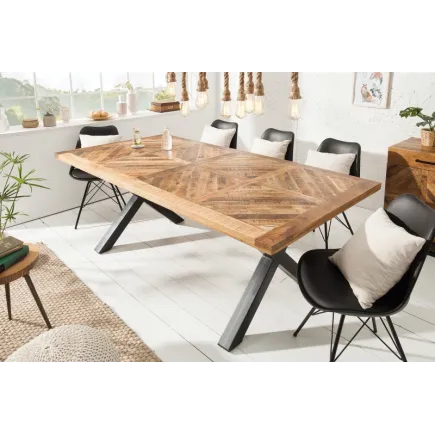 Table à manger 200cm design industriel en bois de manguier naturel