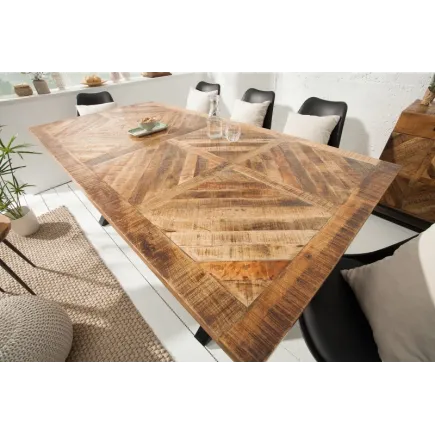 Table à manger 200cm design industriel en bois de manguier naturel 2