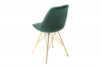 Chaise design SCANDINAVE en velours vert pieds dorés