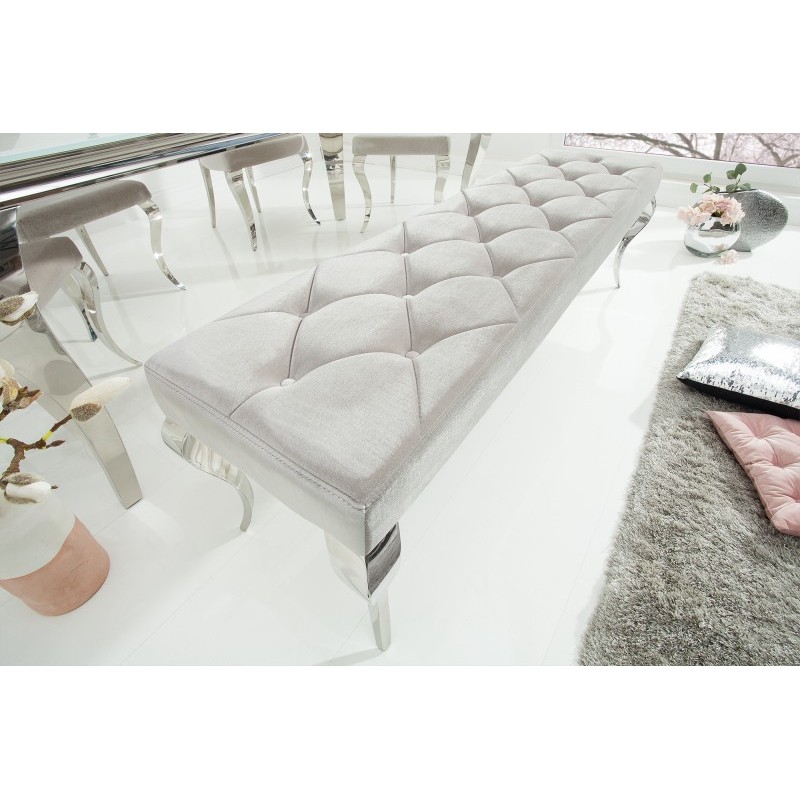 Banquette design BAROQUE  172cm en velours et acier inoxydable