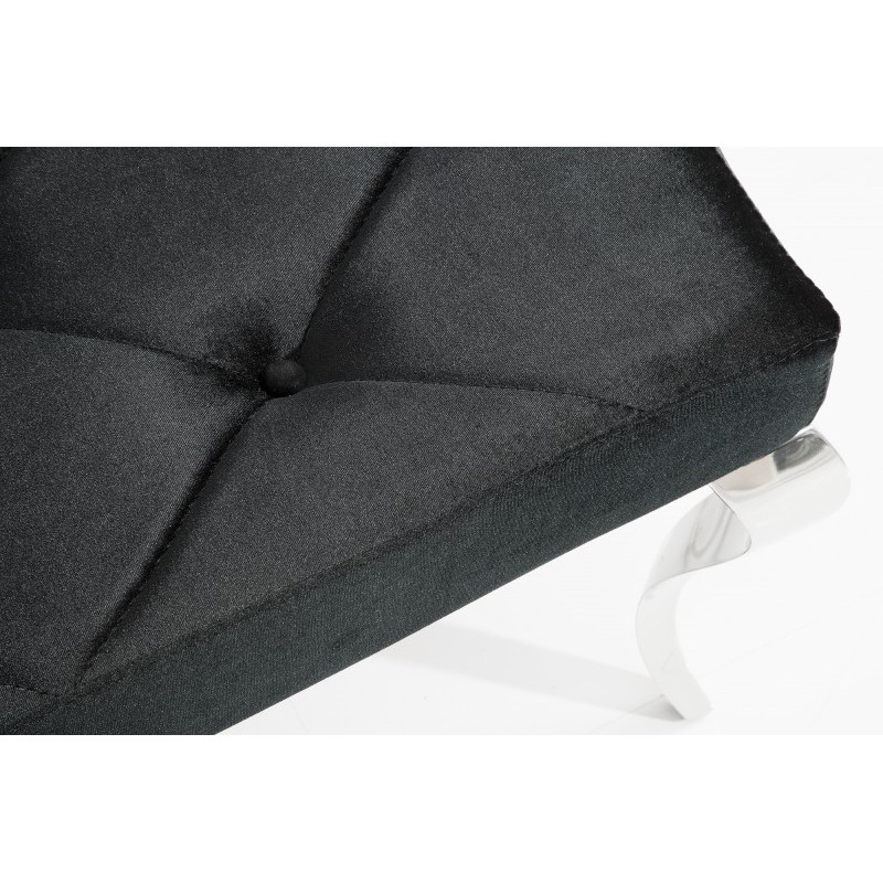 Banquette design BAROQUE 172cm en velours noir et acier inoxydable