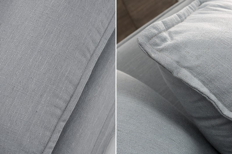 Grand canapé d'angle 255cm en lin gris style campagnard