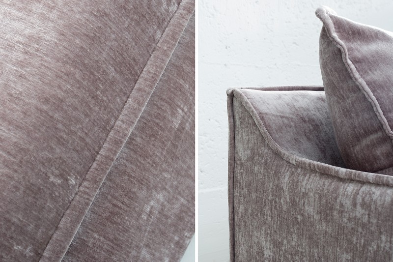 Grand canapé 3 places en velours taupe 210cm