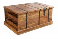 Table basse en bois massif 100cm barre de maison finition pierre
