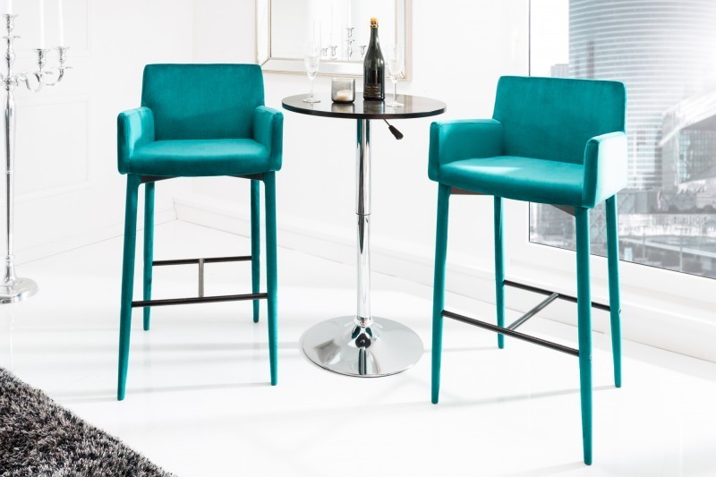 Tabouret design élégant aqua avec accoudoir