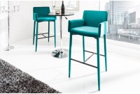 Tabouret design élégant aqua avec accoudoir