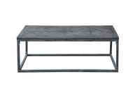 Table basse design industriel coloris gris en bois massif et en métal