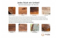 Table basse design industriel en bois massif et métal coloris naturel et noir