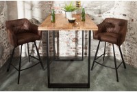 Table de bar design industriel coloris naturel et noir en bois massif et métal bois massif