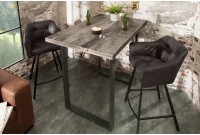Table de bar design industriel de 120 cm coloris gris et noir en métal et bois massif