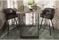 Table de bar design industriel de 120 cm coloris gris et noir en métal et bois massif