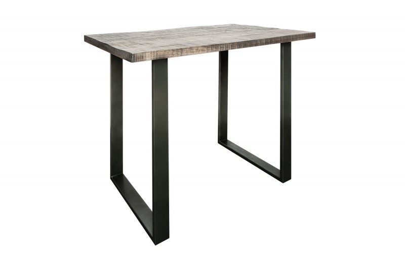 Table de bar design industriel de 120 cm coloris gris et noir en métal et bois massif Table de bar design industriel de 120 cm coloris gris et noir en métal et bois massif