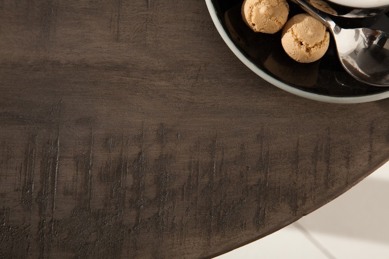 Table à manger haute de style industriel coloris gris en bois massif et métal