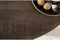 Table à manger haute de style industriel coloris gris en bois massif et métal