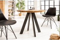 Table à manger haute de style industriel coloris naturel en bois massif et métal