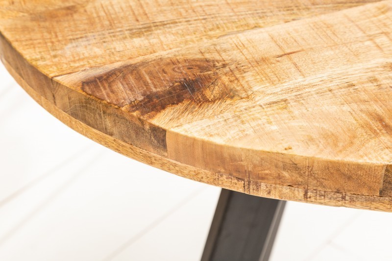 Table à manger haute de style industriel coloris naturel en bois massif et métal