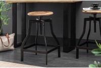 Tabouret de bar design industriel de 60-74 cm coloris naturel et noir en bois massif et métal