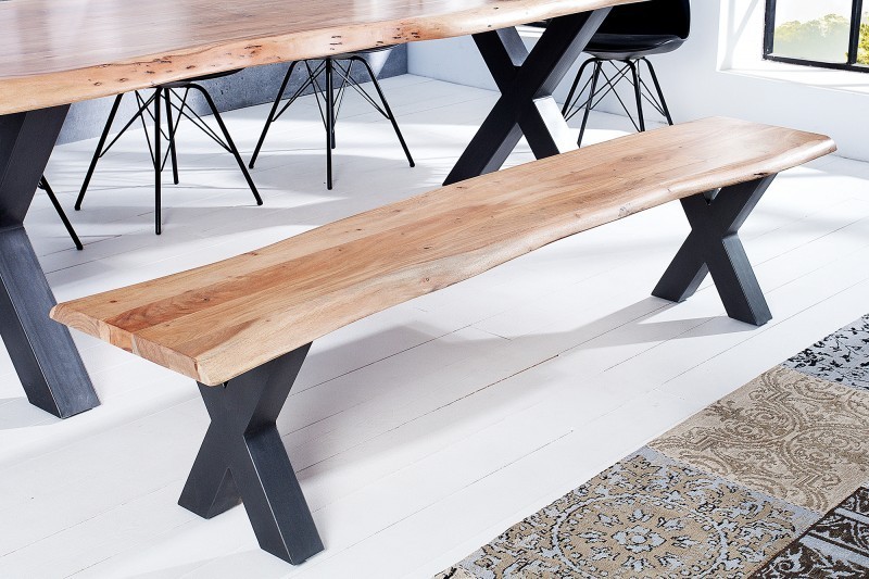 Banc 200 cm design industriel alliant bois et métal
