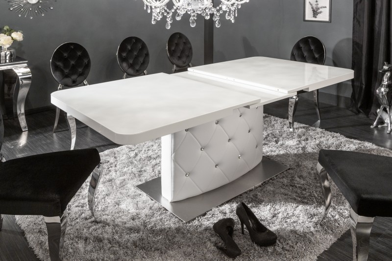 Table à manger extensible glamour de 160-200 cm coloris blanc