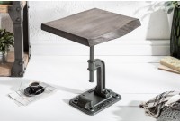 Table d'appoint design industriel coloris gris en bois massif et métal