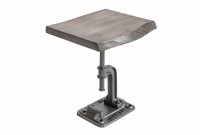 Table d'appoint design industriel coloris gris en bois massif et métal