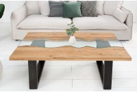 Table basse contemporaine de 115 cm coloris naturel en bois massif et en métal