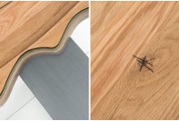 Table basse contemporaine de 115 cm coloris naturel en bois massif et en métal