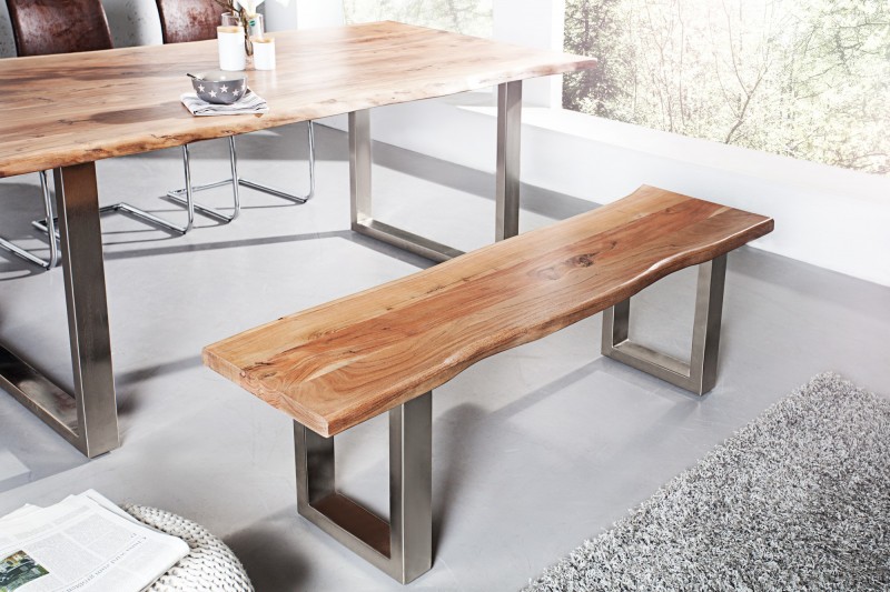 Banc 160 cm design industriel alliant bois et métal