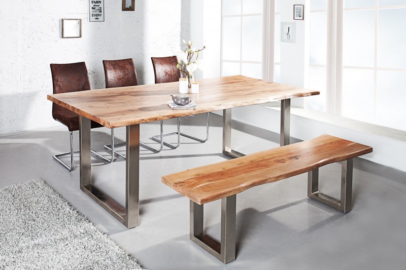 Banc 160 cm design industriel alliant bois et métal