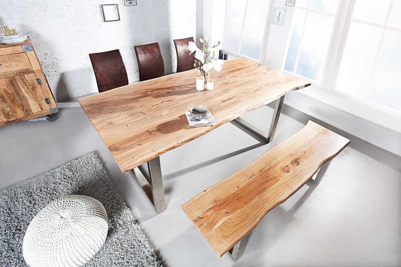 Banc 160 cm design industriel alliant bois et métal