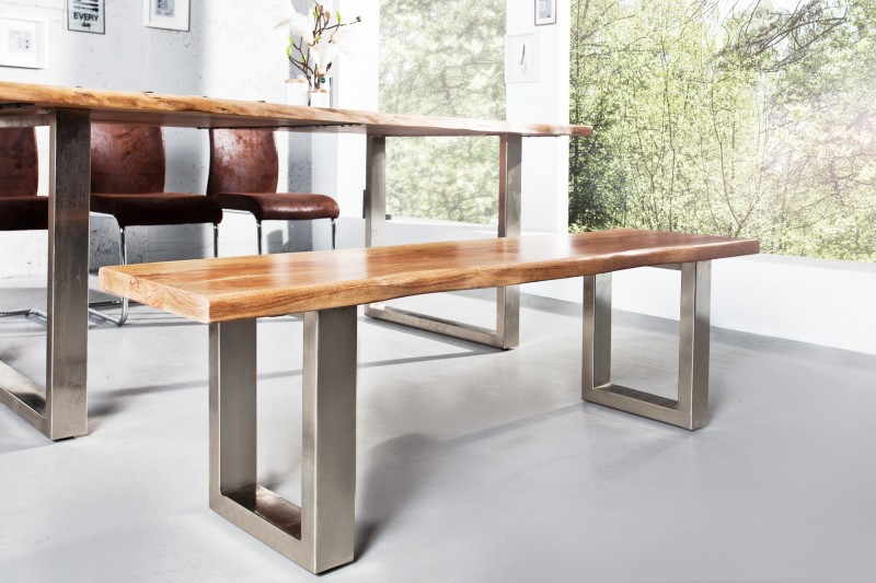 Banc 160 cm design industriel alliant bois et métal