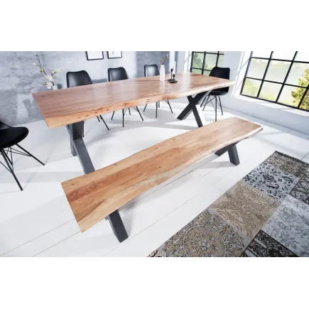 Banc 160 cm design industriel alliant bois et métal 2