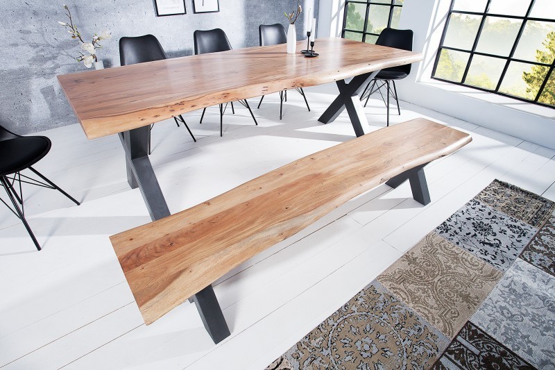 Banc 160 cm design industriel alliant bois et métal