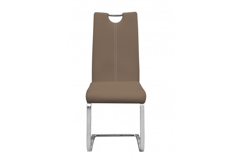 Chaise simili cuir avec piétement en acier chromé, Coloris cappuccino