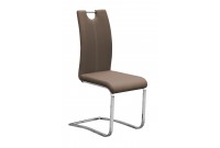 Chaise simili cuir avec piétement en acier chromé, Coloris cappuccino
