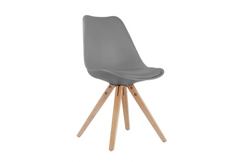 Chaise design en bois massif et simili cuir gris