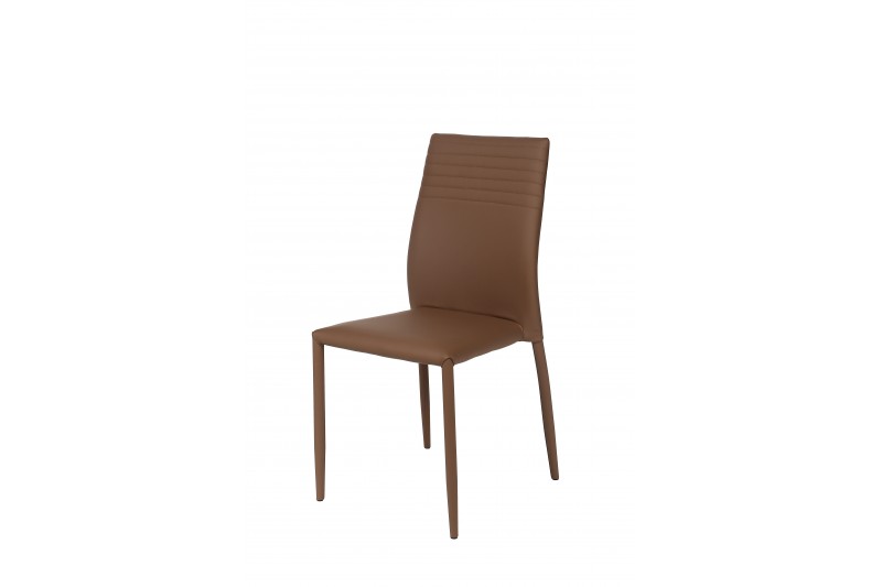 Chaise design, revêtement simili cuir, coloris taupe