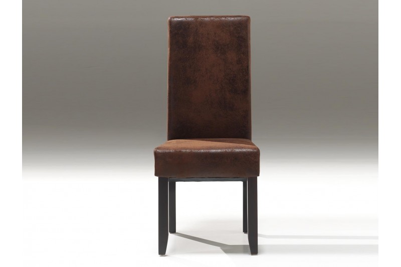 Chaise design rembourré, simili nubuck, coloris brun clair